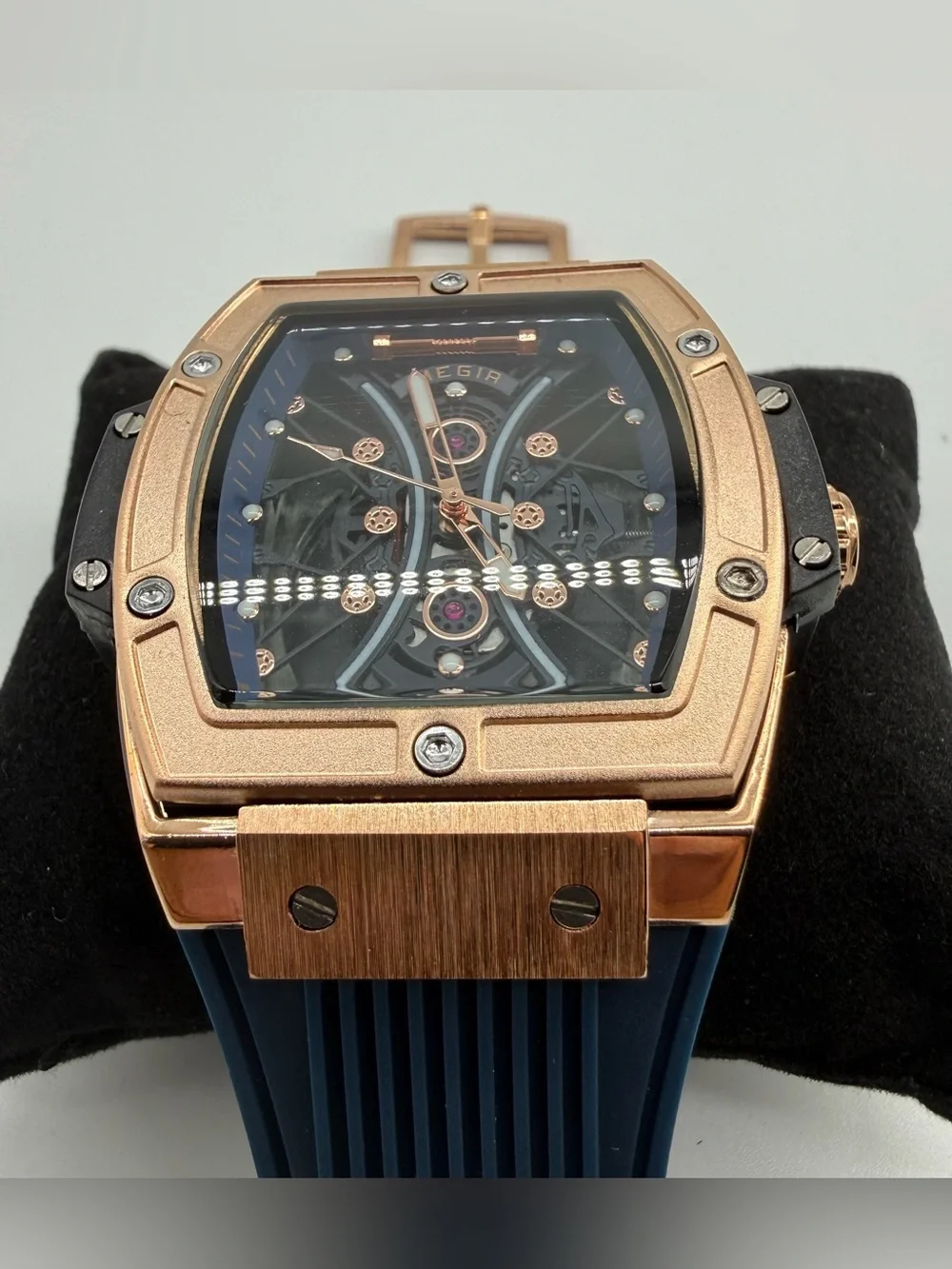Lucky Fours Summit Midnight Rose MEGIR M8109 Rose Gold Blue Men’s Watch